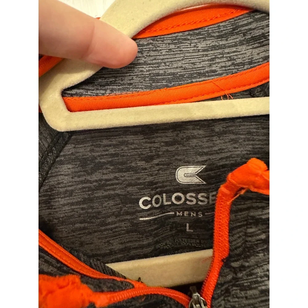 Colosseum Clemson Tigers Mens Large Quarter Zip Pullover Charcoal Orange Heather